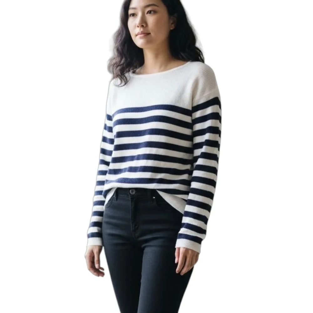 La Fée Verte Black and White Stripe Knit Top XS/S - Picture 1 of 5